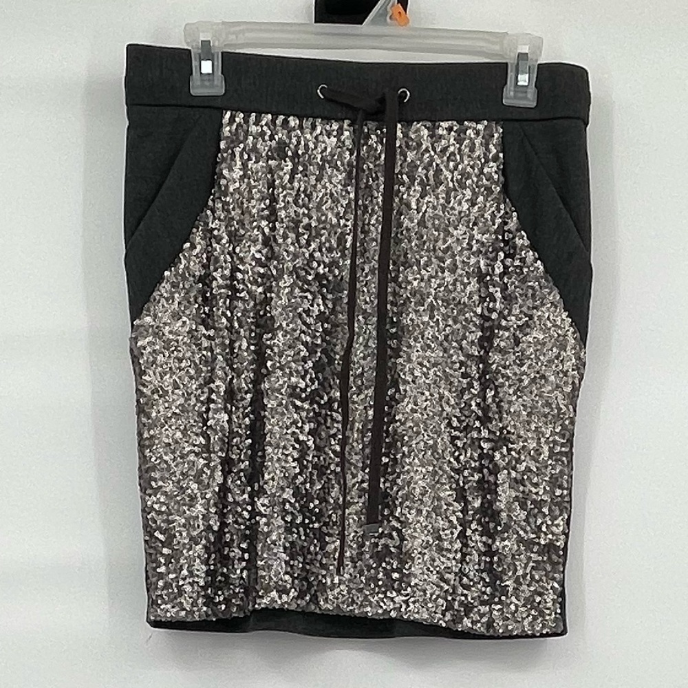 Ann Taylor gray mini sequin skirt